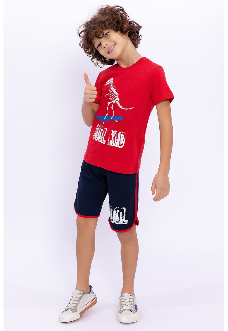 Set de tricou cu imprimeu si pantaloni scurti