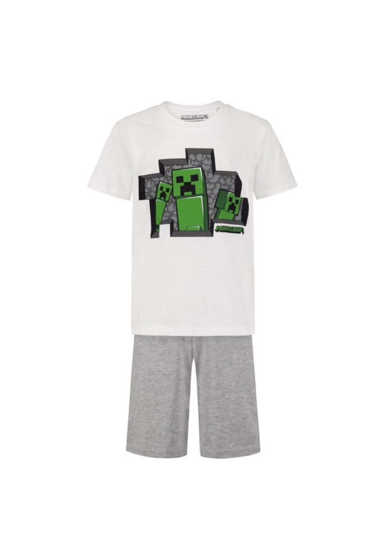 Pijamale copii - Bumbac - Model Minecraft - Gri