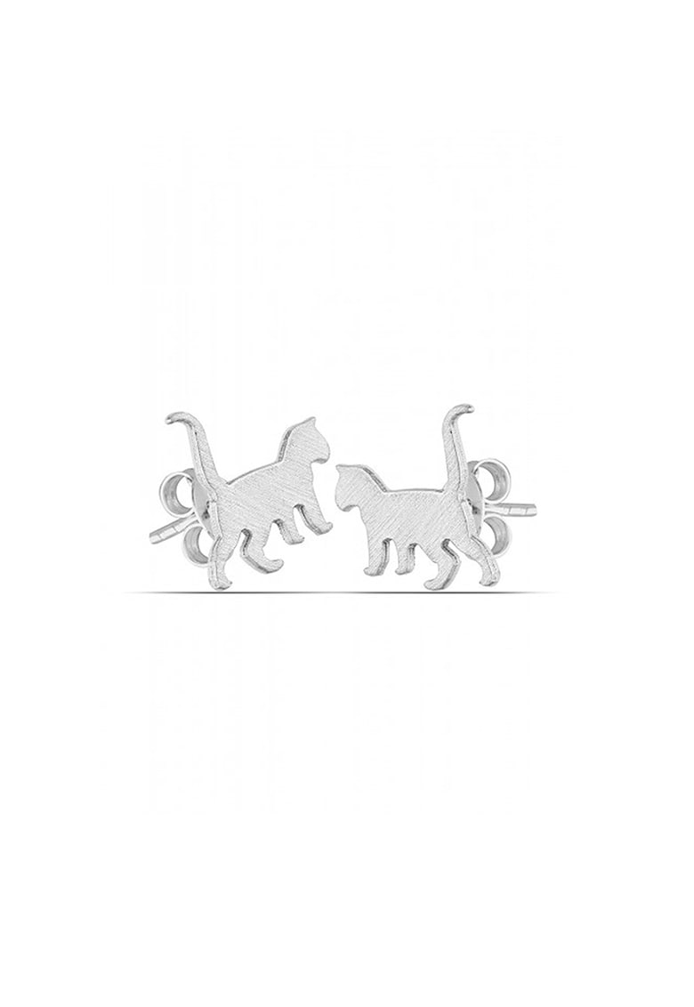 Cercei cu tija - din argint veritabil - in forma de pisici