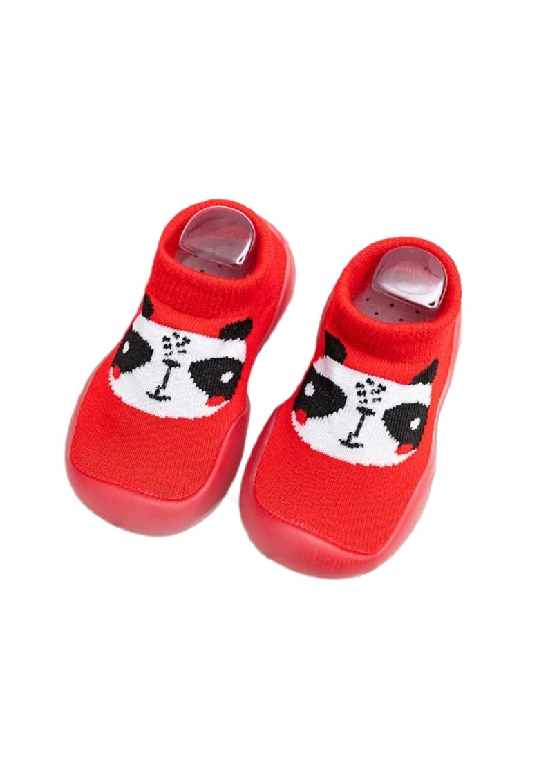 Botosi Talpa Antiderapanta - Model Panda - Textil - Baieti - Fete - Rosu
