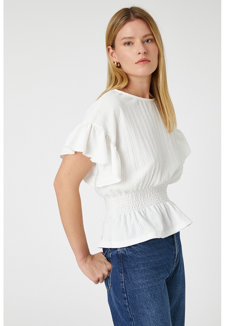 Bluza texturata cu terminatie evazata