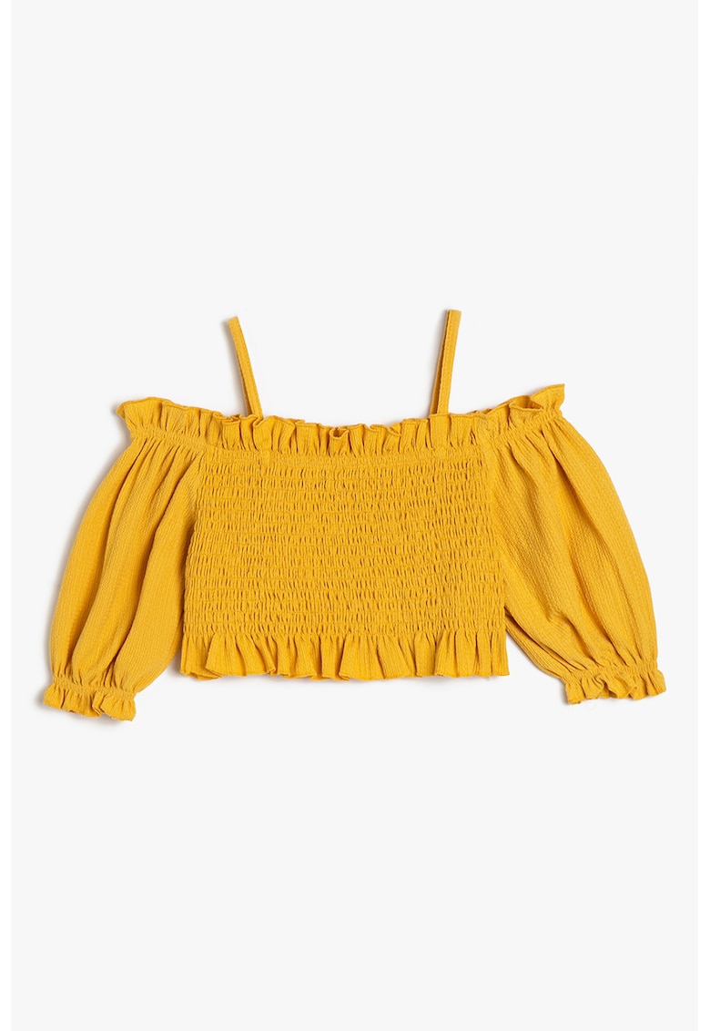 Bluza cu decolteu pe umeri si maneci bufante