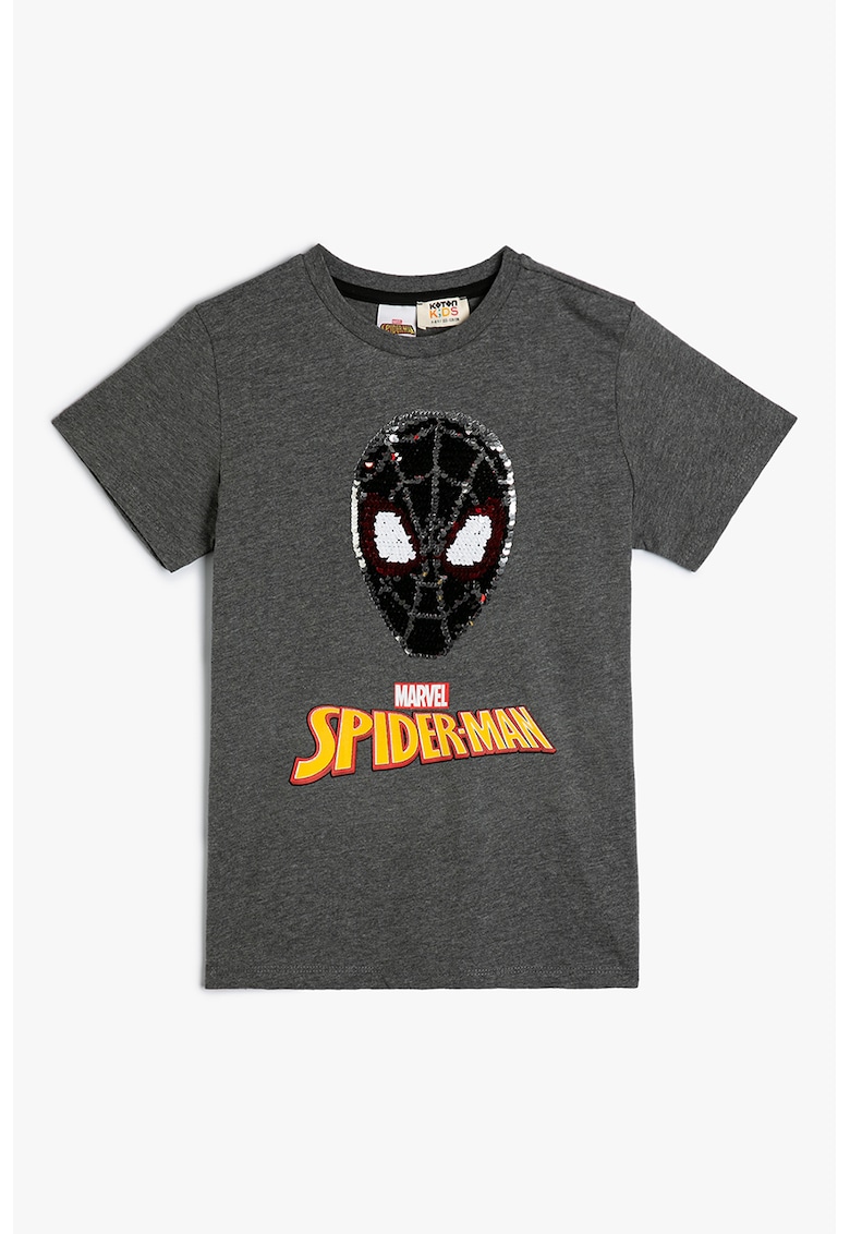 Tricou cu decolteu la baza gatului si model Spiderman