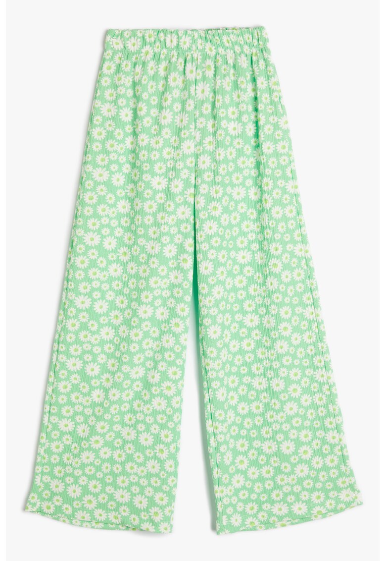 Pantaloni cu croiala ampla si imprimeu floral