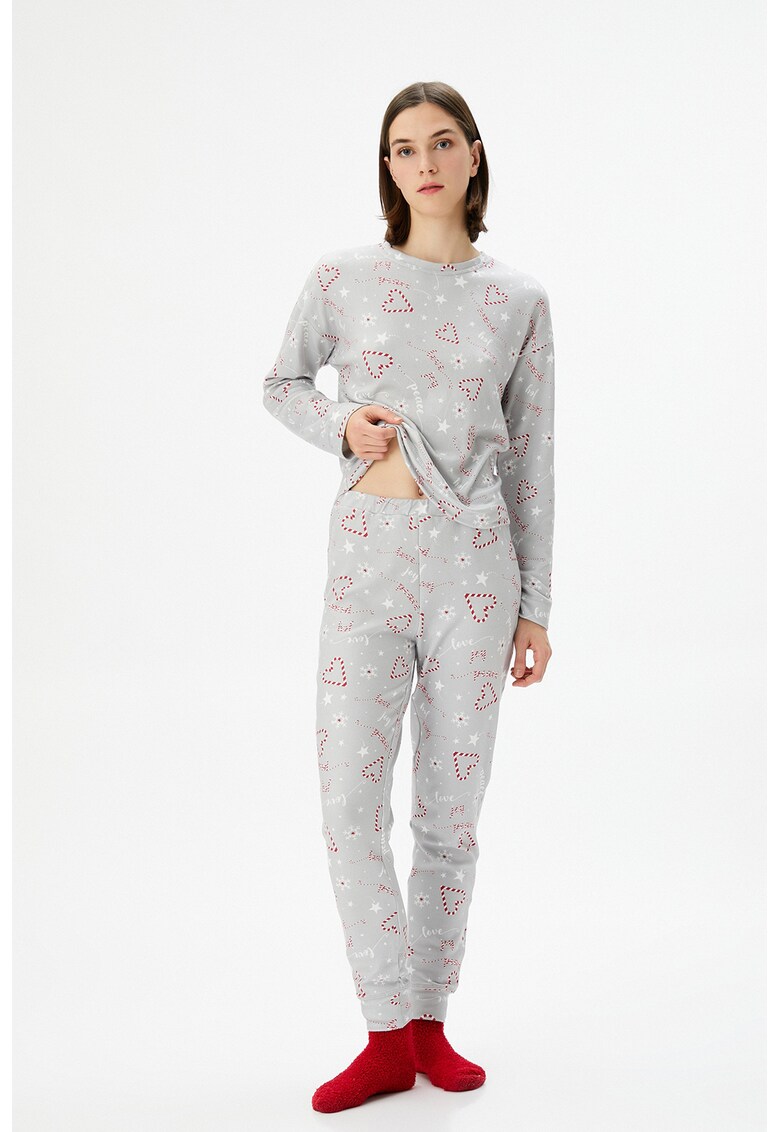 Pijama lunga cu imprimeu