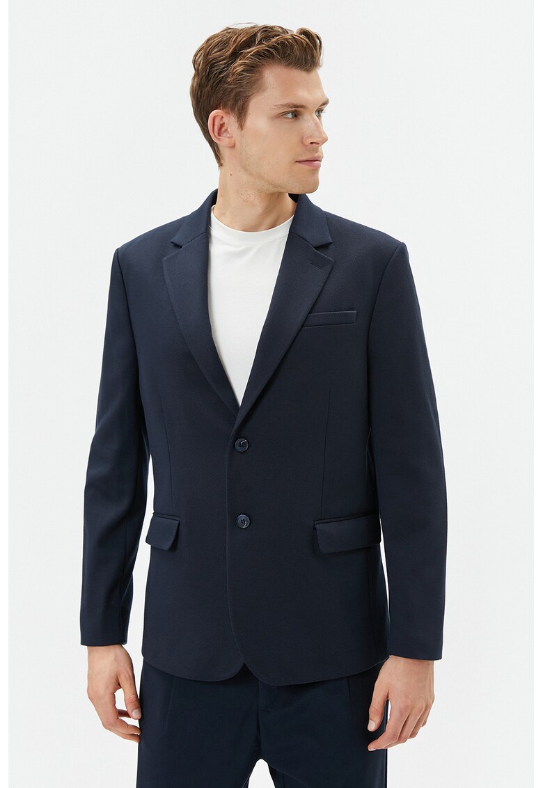 Sacou slim fit cu revere decupate