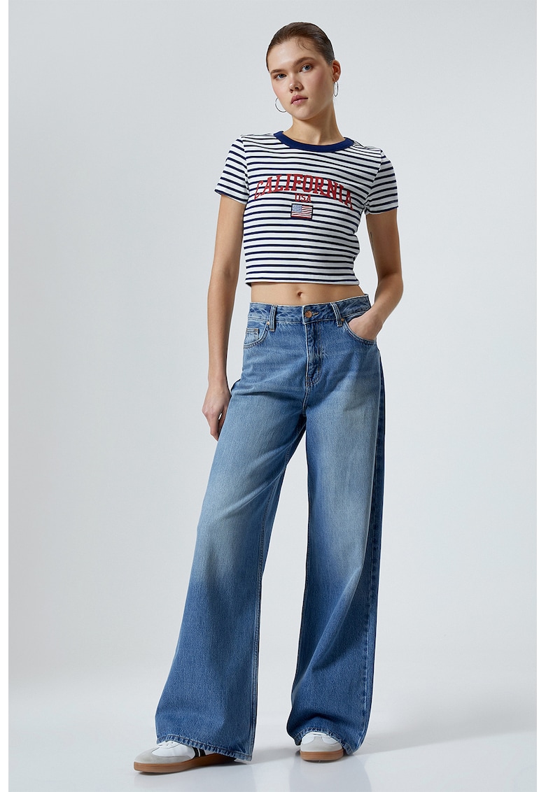 Tricou crop cu dungi