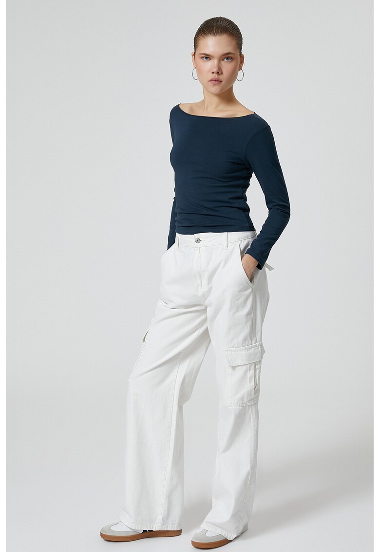 Bluza uni cu decolteu barcuta