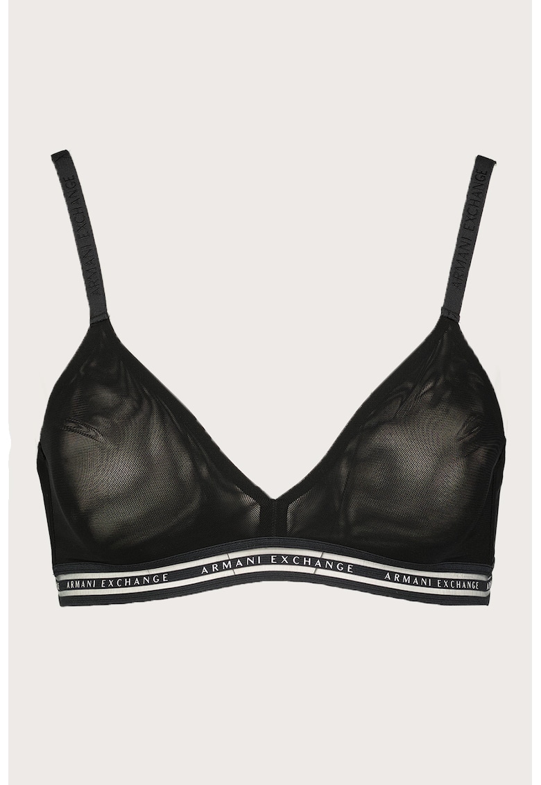 Sutien de plasa cu banda logo - fara burete - Alb/Negru