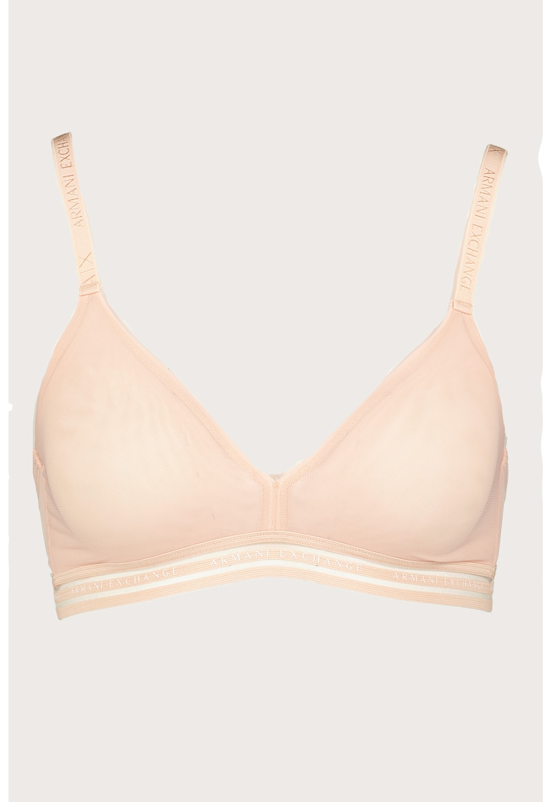 Sutien de plasa cu banda logo - fara burete - Alb/Piersica