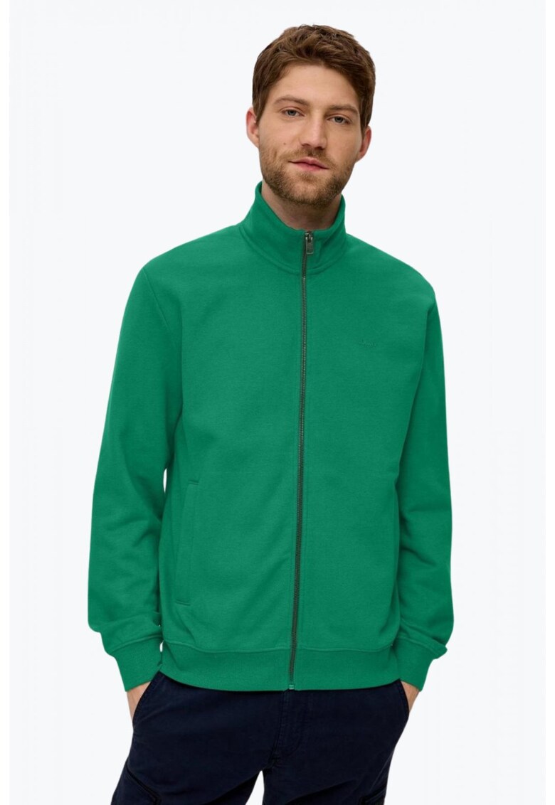 Bluza barbati - fermoar si guler inalt verde