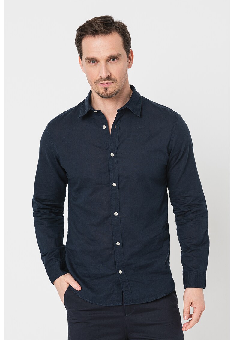 Camasa slim fit de in si bumbac Elinen