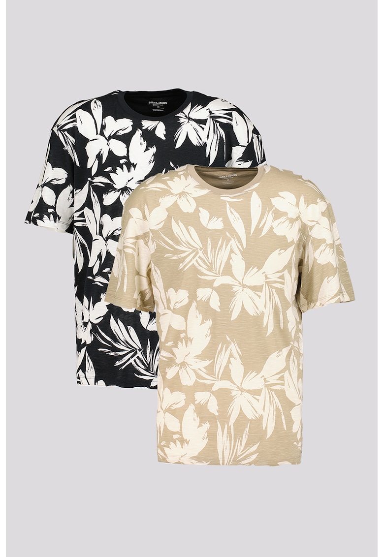 Set tricou cu imprimeu tropical - 2 piese