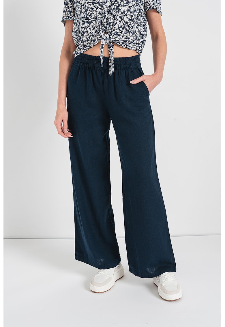 Pantaloni din amestec de in cu croiala ampla si snur