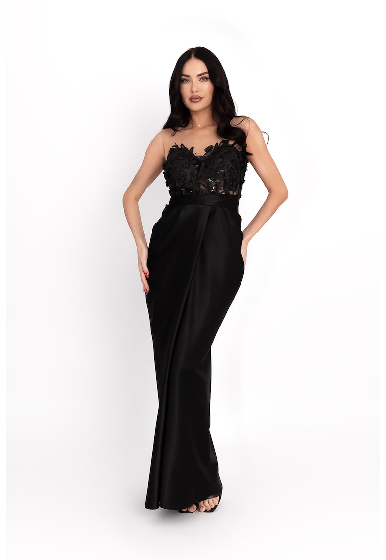 Rochie maxi cu aplicatii florale