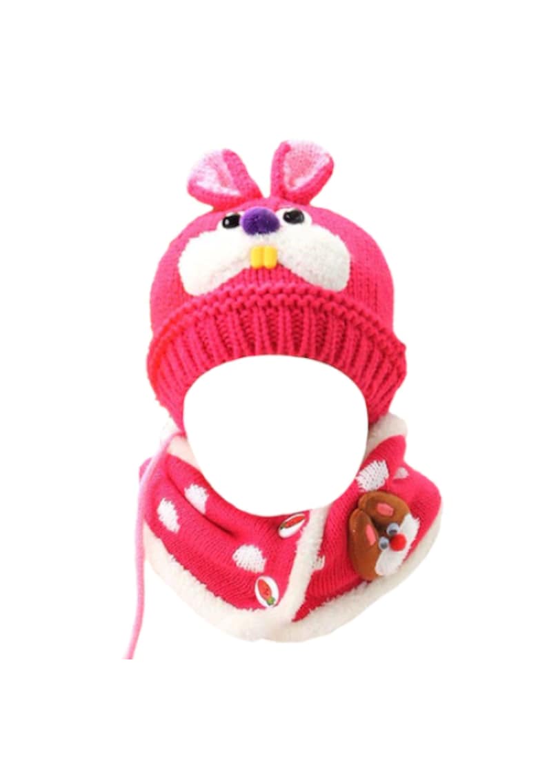 Set Caciulita Si Fular Roz Iepuras Pami Set Caciulita Si Fular Roz Iepuras Pami