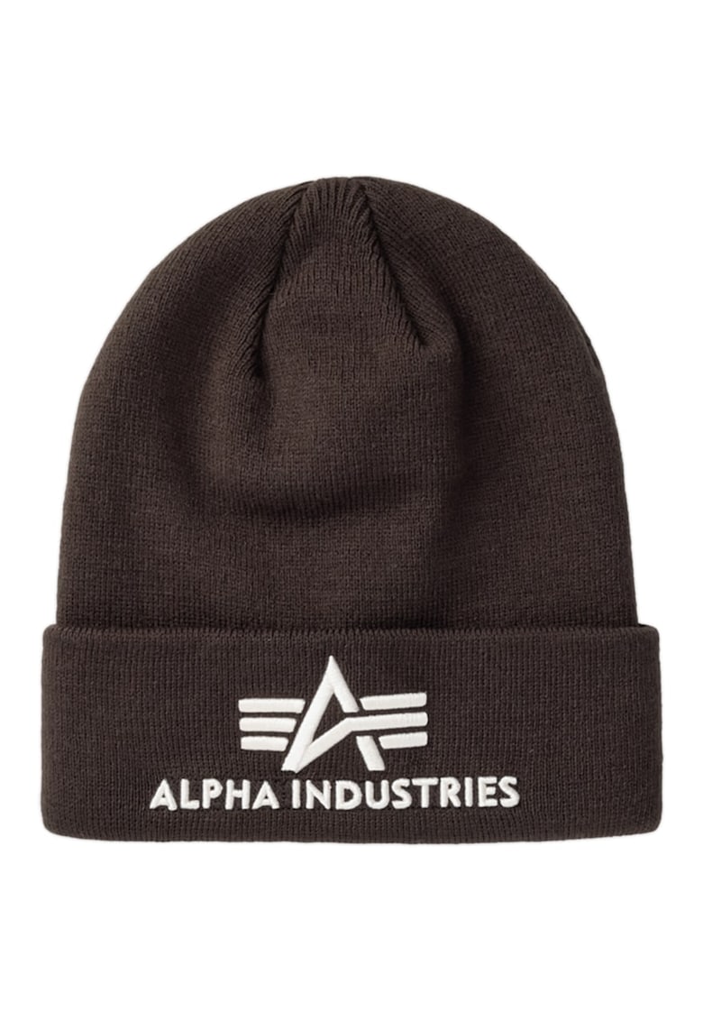 Caciula beanie - Acril - Maro inchis/Alb