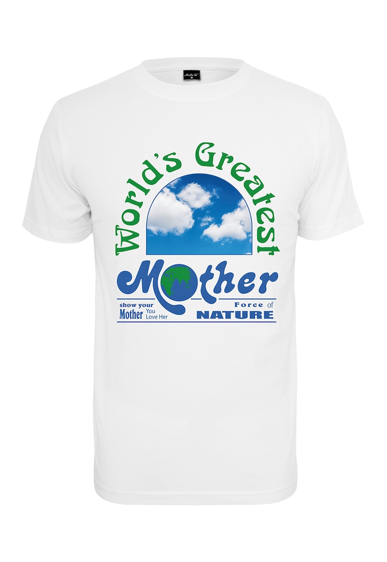 Tricou cu imprimeu si decolteu la baza gatului