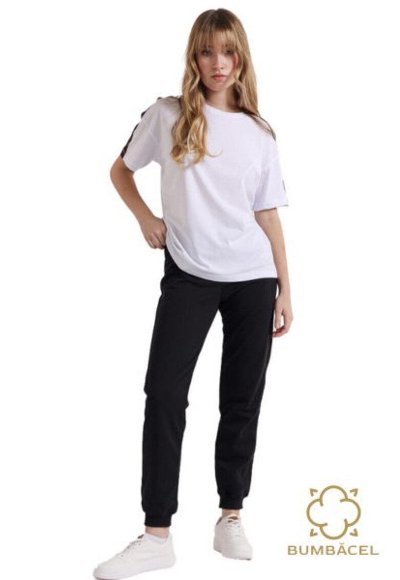 Pantaloni sport cu manseta elastica - Negri