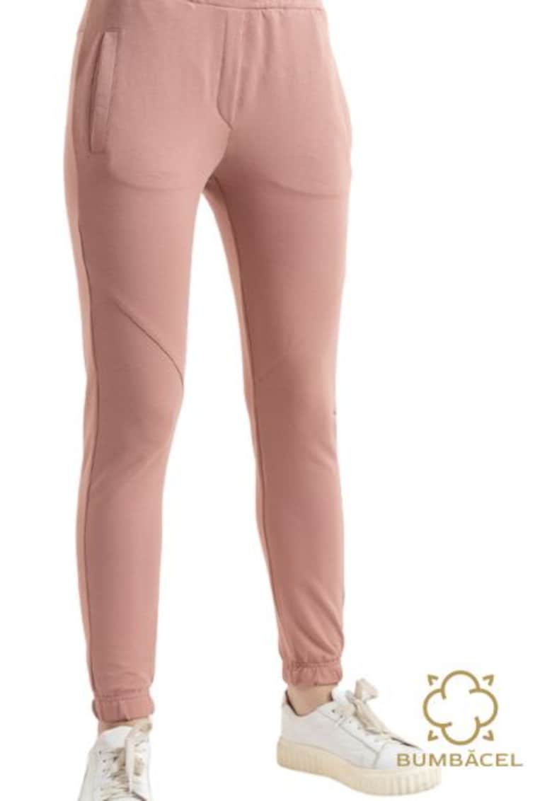 Pantaloni cu manseta elastica si buzunare - Roz