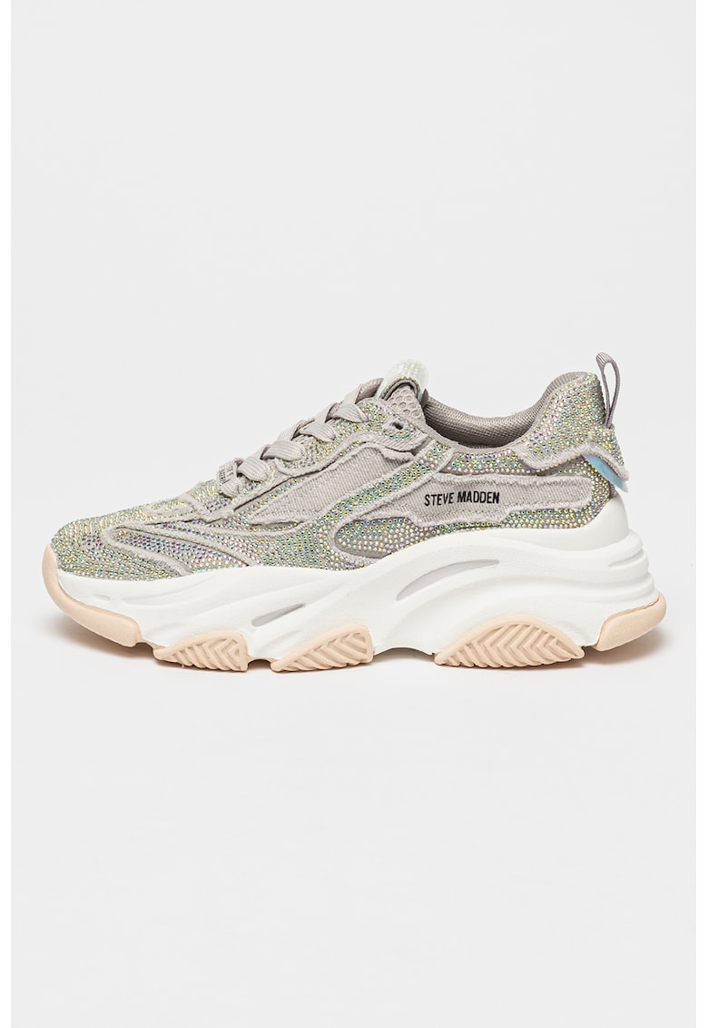 Pantofi sport cu strasuri Park Ave-R - Gri/Violet/Verde lime