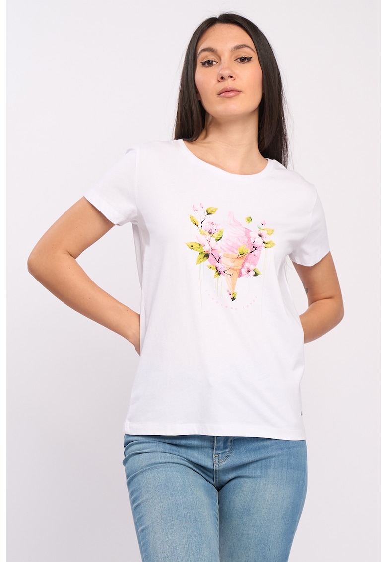 Tricou de bumbac cu imprimeu floral