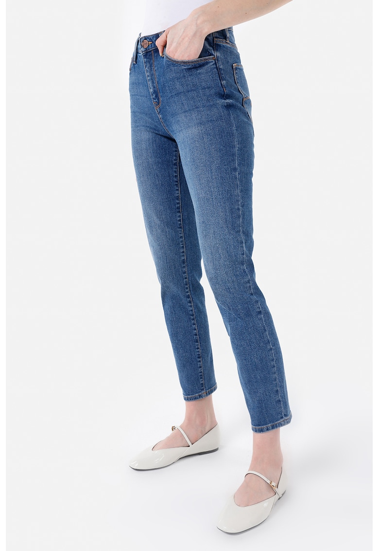 Blugi slim fit cu aspect decolorat Carla