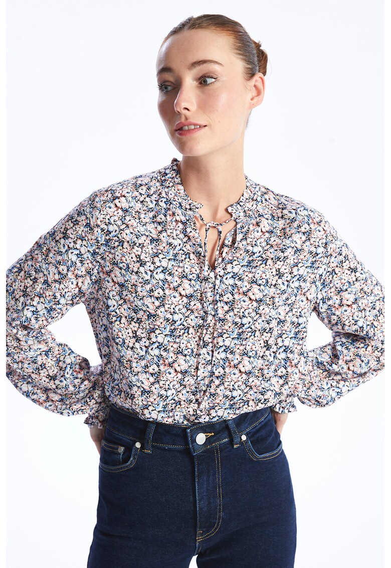 Camasa cu model floral si mansete elastice