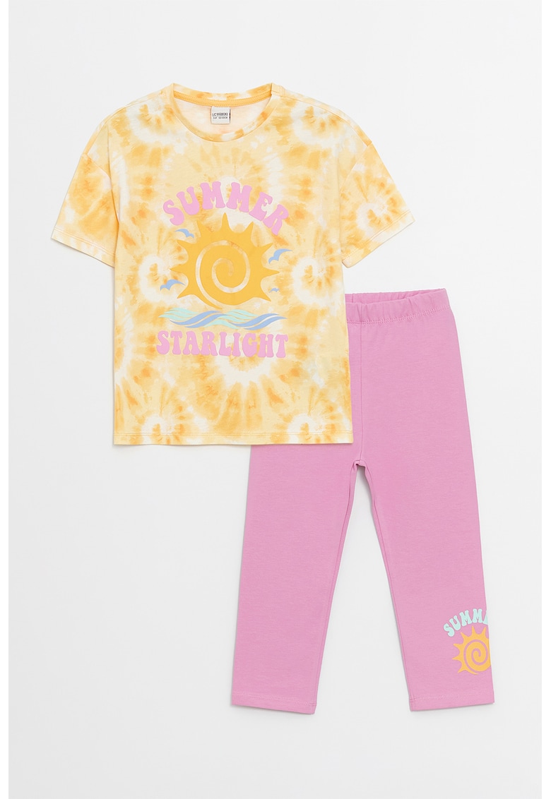 Set de tricou cu imprimeu si colanti
