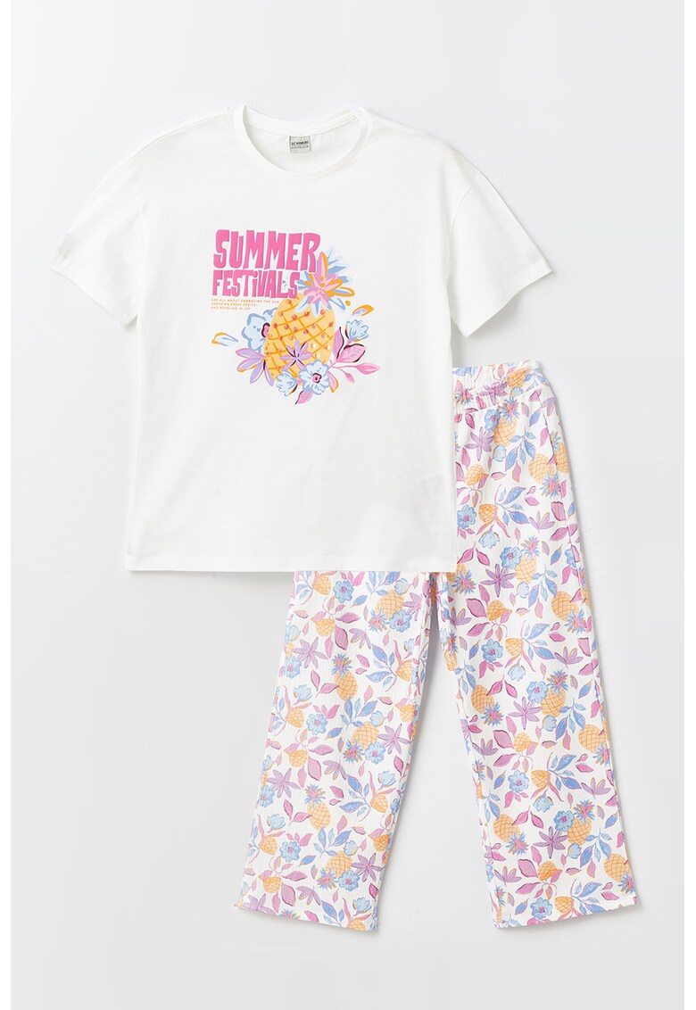 Set de tricou cu imprimeu si pantaloni