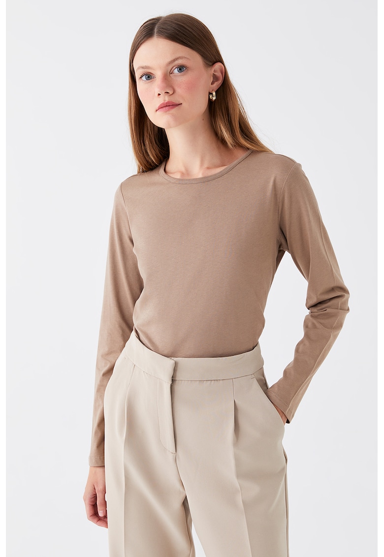 Bluza de bumbac cu decolteu la baza gatului