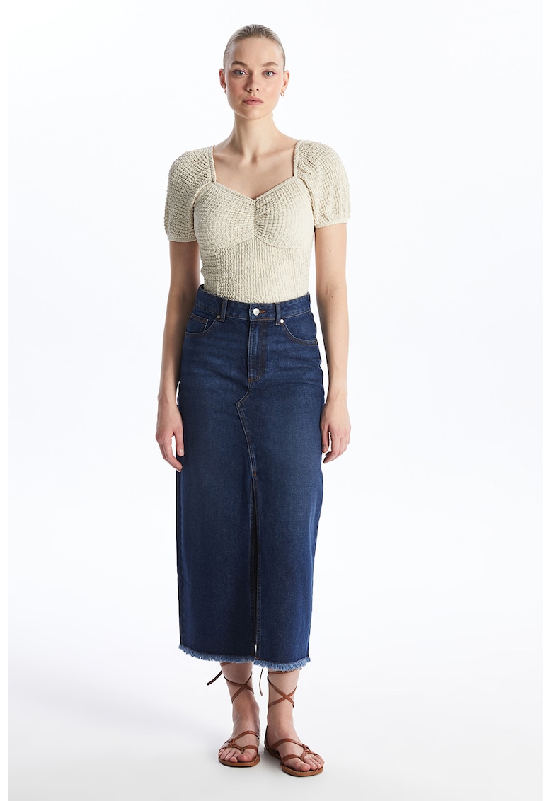 Bluza cu maneci scurte si aspect texturat