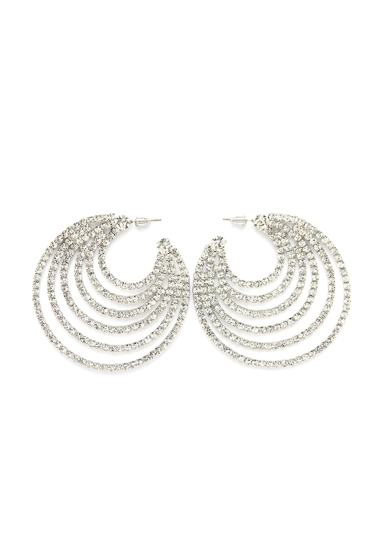 Cercei semicirculari cu zirconia - Argintiu