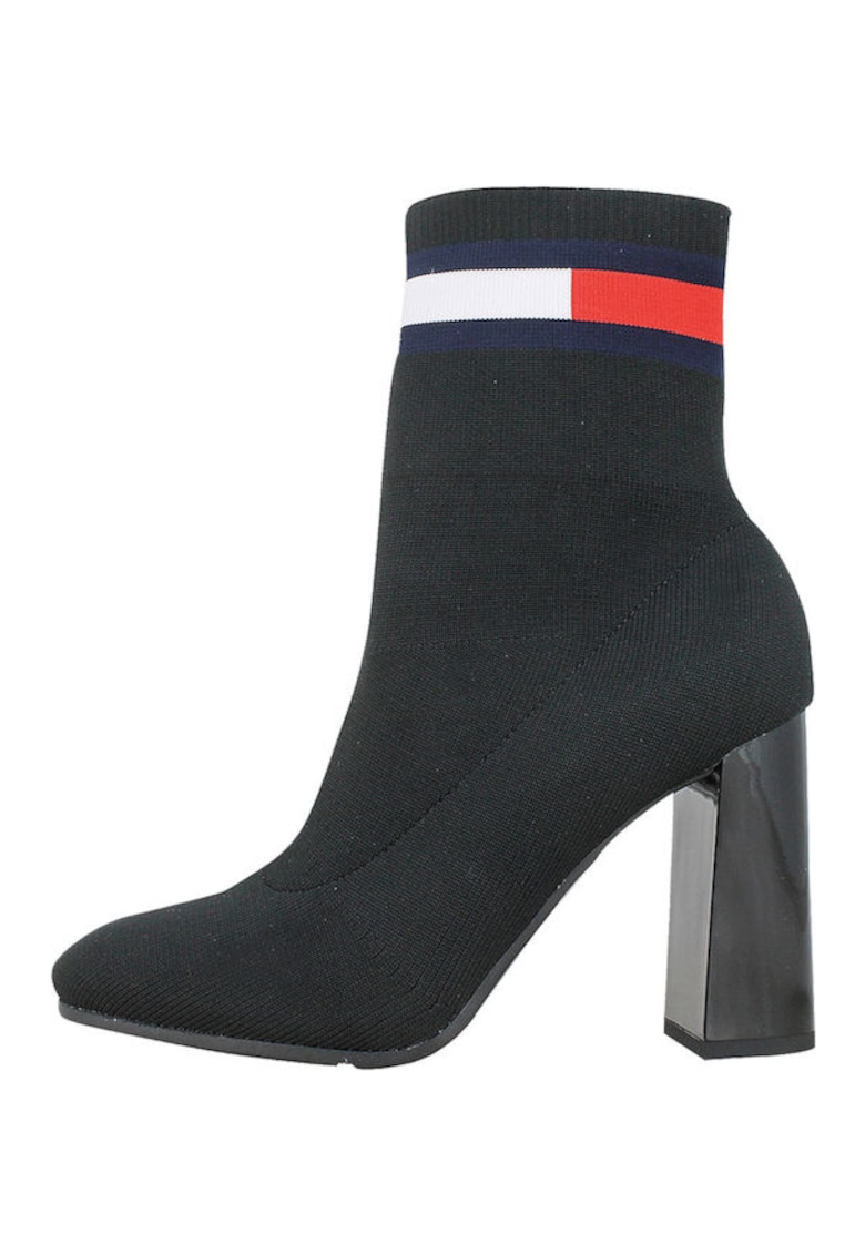 Botine cu toc pentru femei - Textil - Negru -