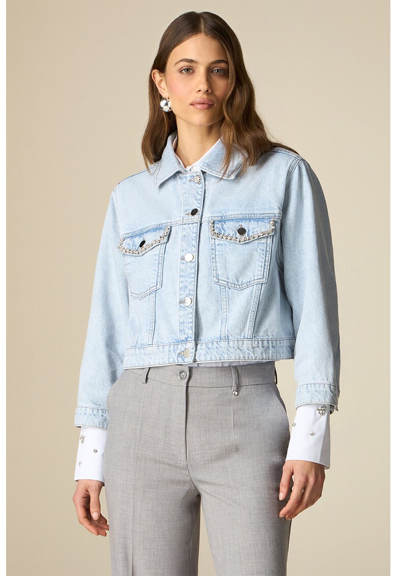 Jacheta crop de denim