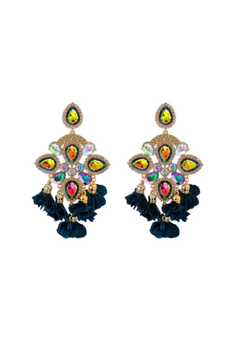 Cercei aurii - stil candelabru - cu pietre si ciucuri - Phillippa C1