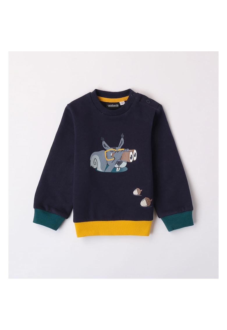 Hanorac cu imprimeu pentru baieti - 0.7142 - Bleumarin - Verde/Galben/Bleumarin