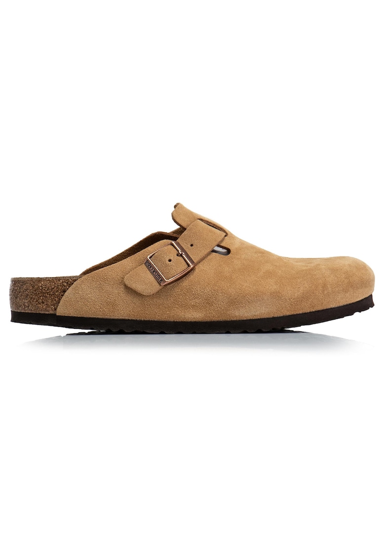 Papuci unisex Boston - piele intoarsa - maro -