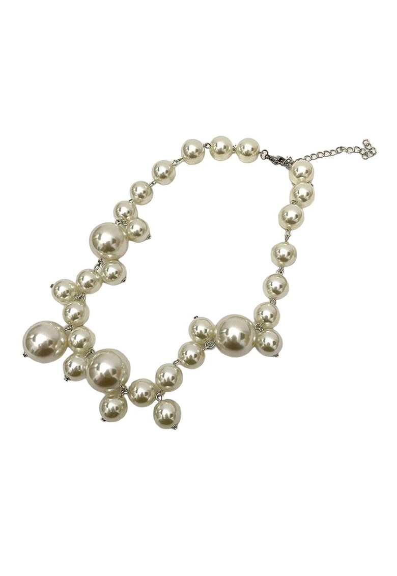 Colier argintiu - asimetric - cu perle - Olli C19