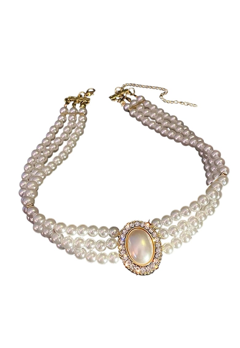 Colier choker auriu - cu perle si pietre - Othine C24