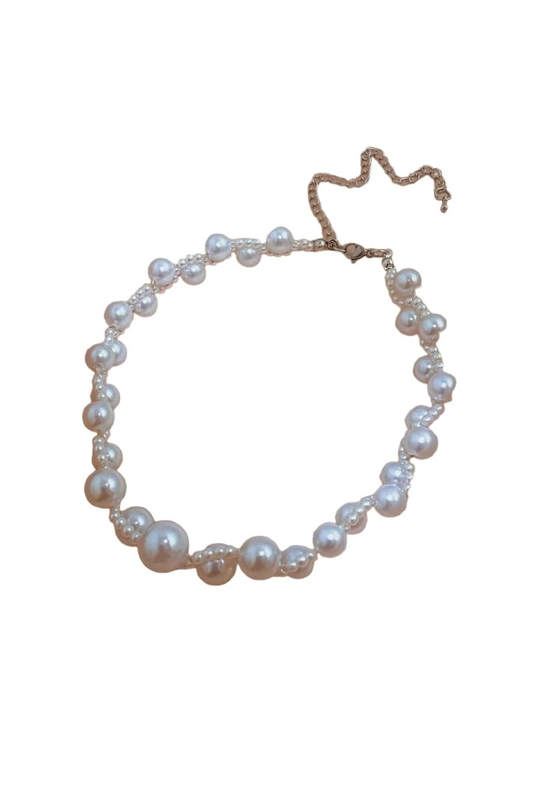 Colier choker argintiu - cu perle - Olla C5
