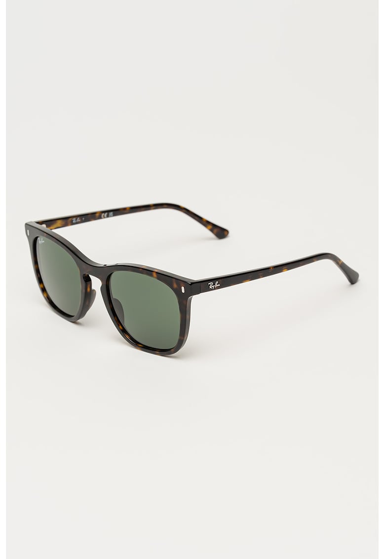 Ochelari de soare patrati unisex cu lentile uni - Negru/Maro
