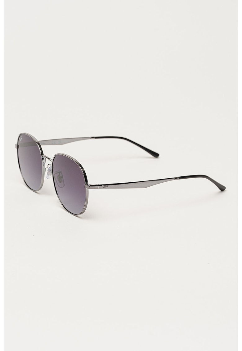 Ochelari de soare rotunzi unisex cu rama metalica - Argintiu inchis