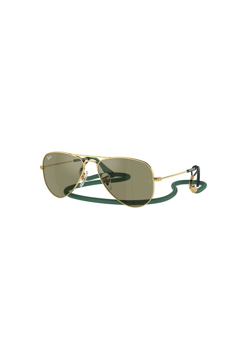 Ochelari de soare aviator cu lentile polarizate si rama metalica - Auriu/Verde feriga