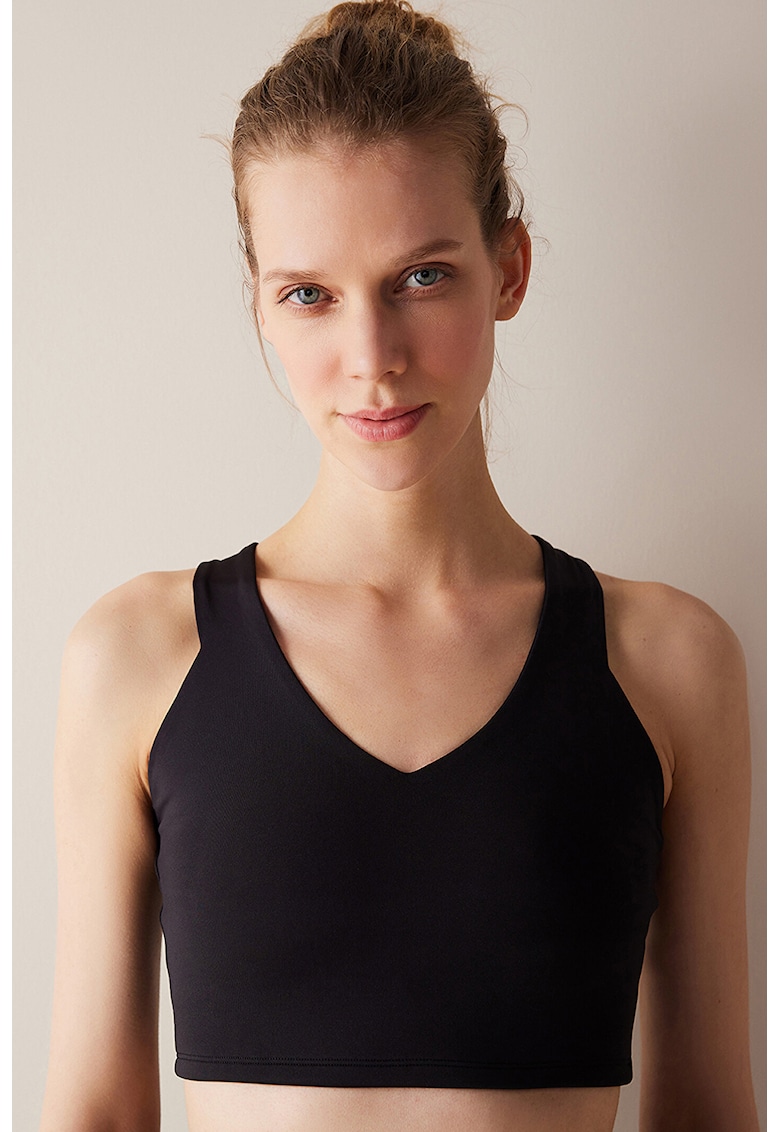 Top crop cu decolteu racerback si V Top crop cu decolteu racerback si V