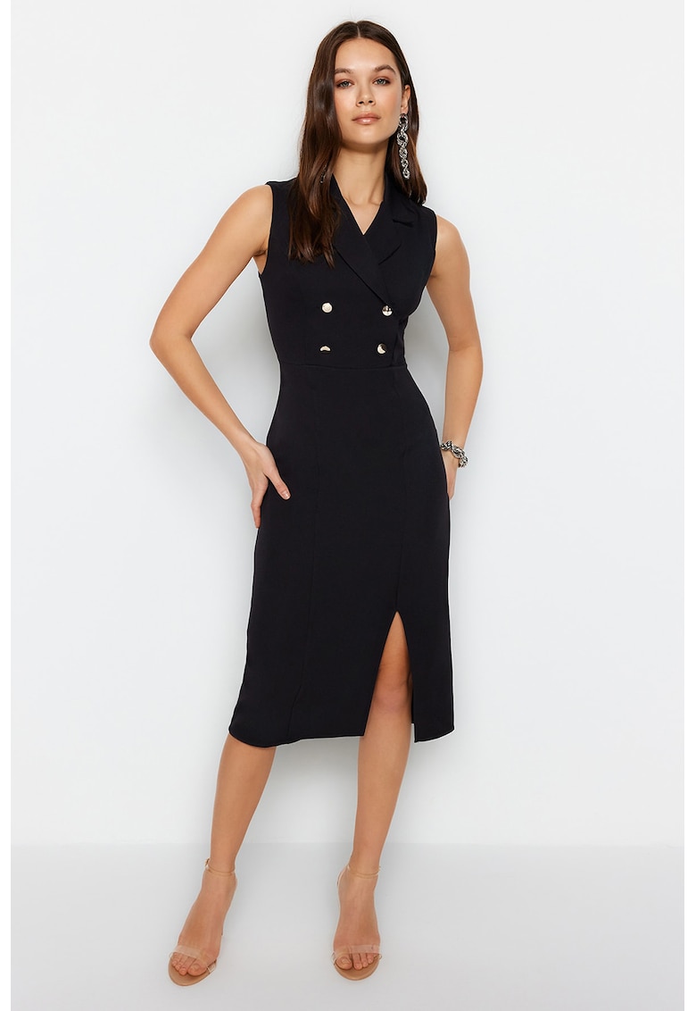 Rochie midi cu revere decupate