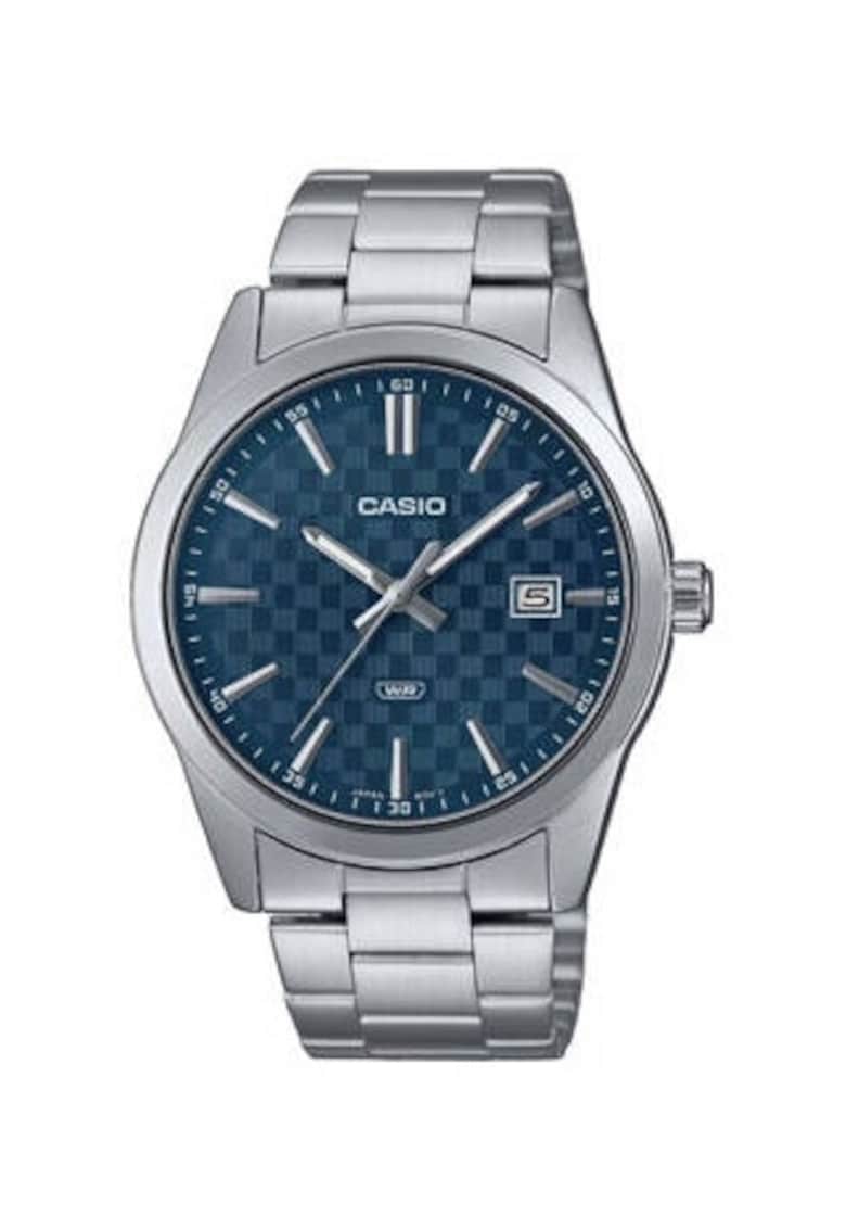 Ceas barbatesc -  Inox - 21 cm - Argintiu/Albastru