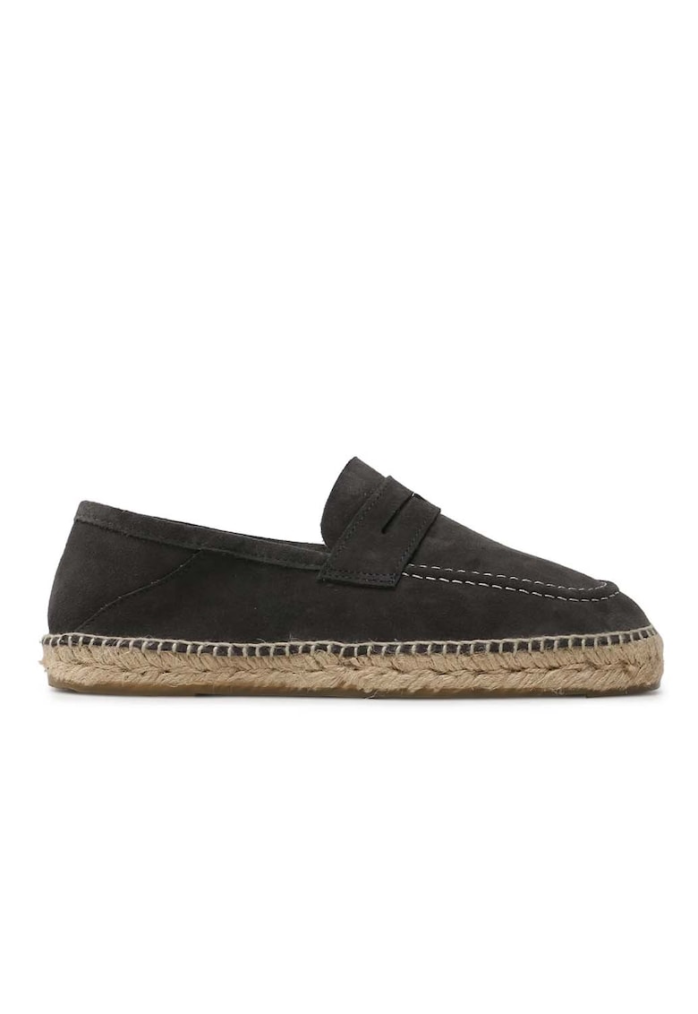 Manebi Espadrile - Piele intoarsa - Gri - Gri