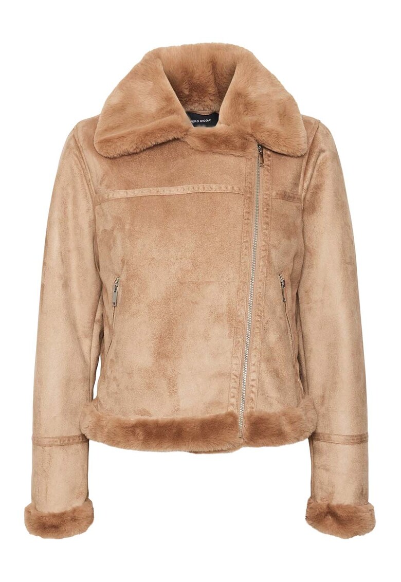 Geaca dama - Piele intoarsa ecologica - Maro - Maro