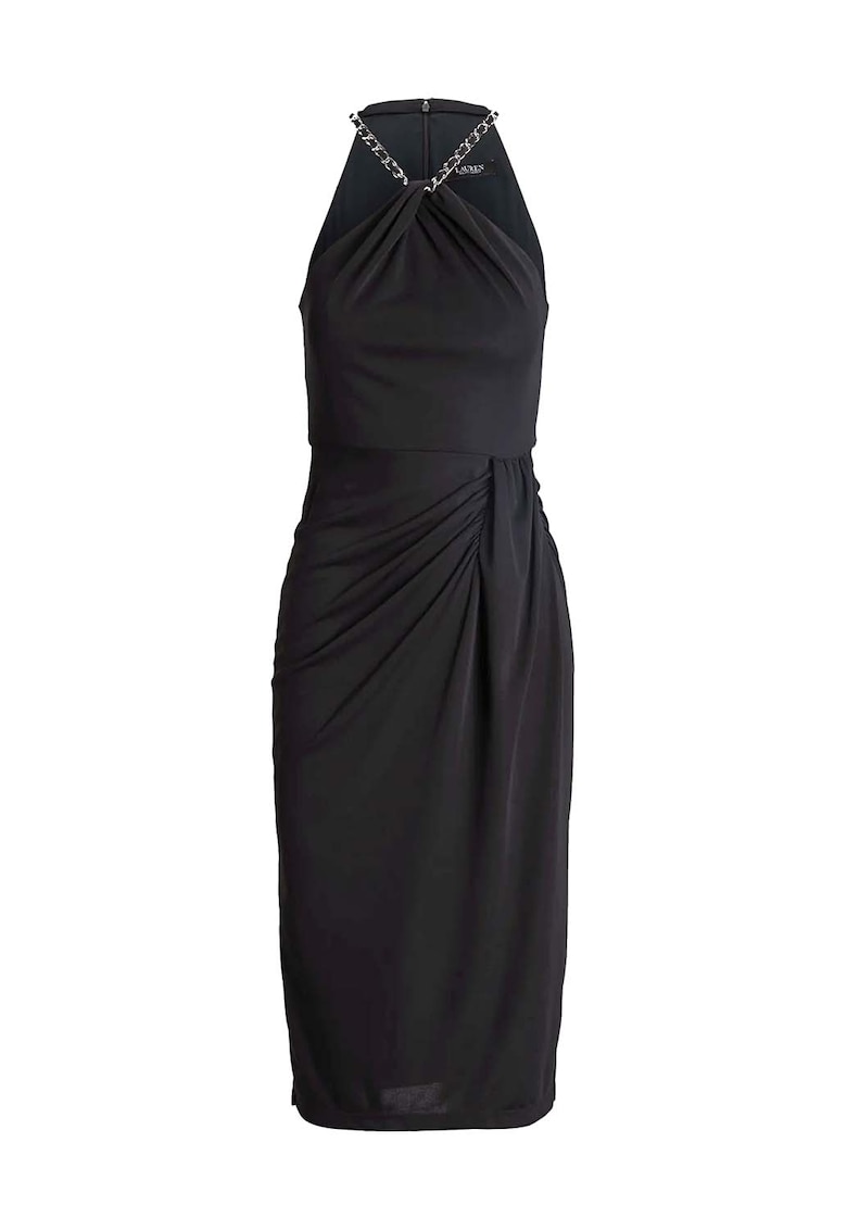 Rochie dama lunga fara maneci - Jerseu - Negru -